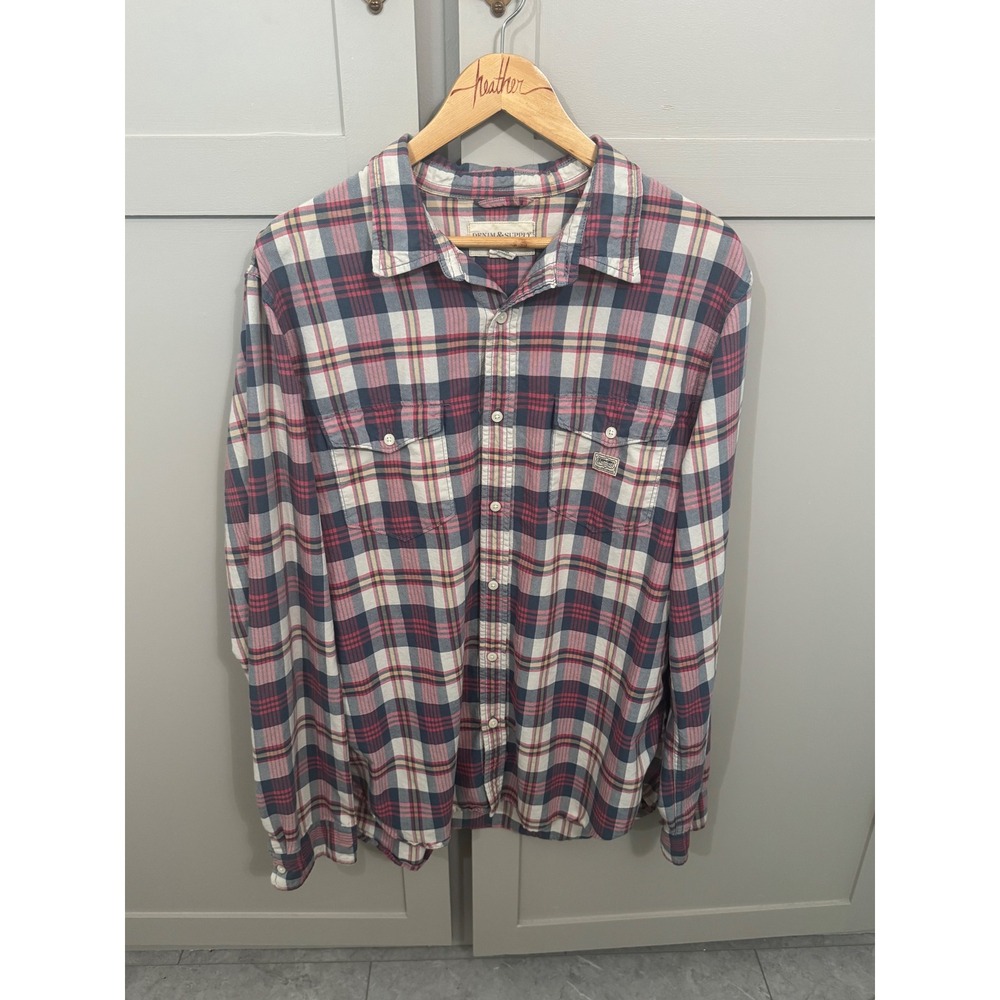 Denim & Supply Ralph Lauren XL Plaid Button Down Shirt Red Blue Cotton